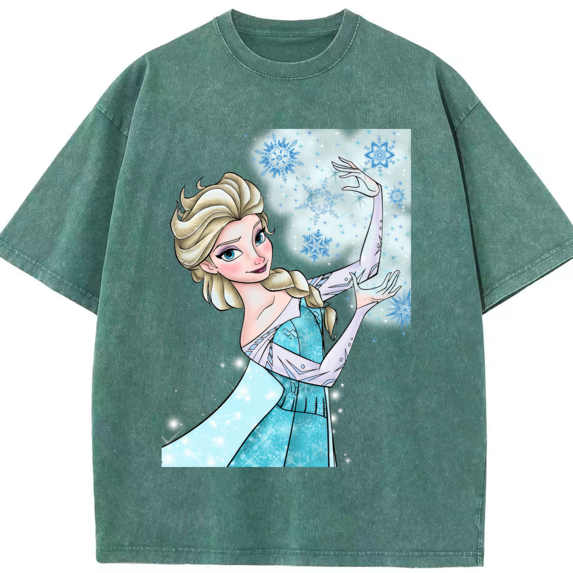 （画像用） アナと雪の女王 アンナ エルサ Frozen Anna Elsa 綿100% ヴィンテージ風 半袖Tシャツ（フロントプリント）